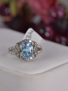 Natural Blue Topaz 925 Sterling Silver, sz 6